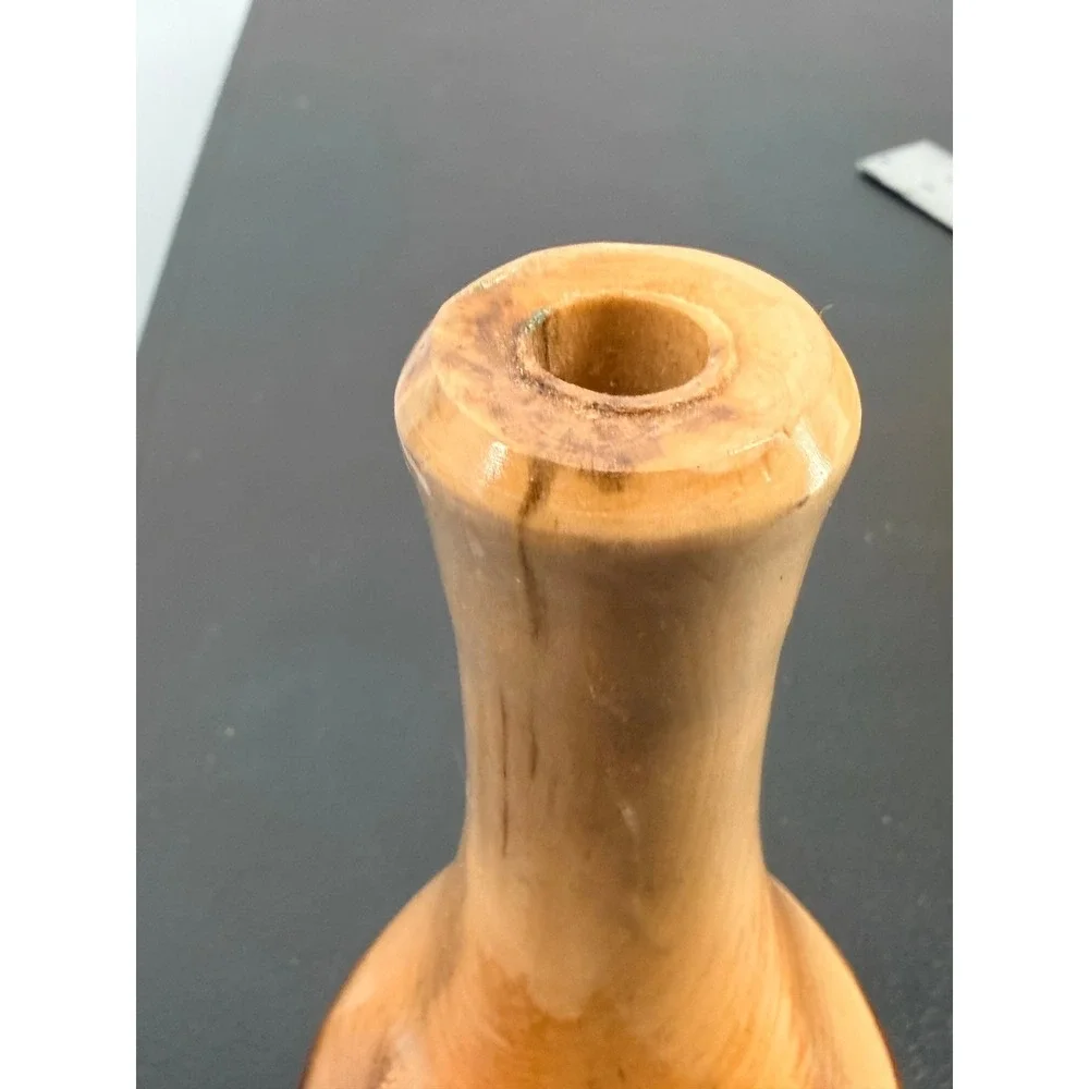B. W. Jones Signed Live Edge Wood Bud Vase Natural Bark Artisan Decor 6.5in